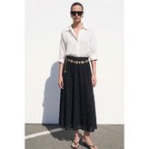 Sateen Dokulu Kloş Etek - Siyah - 38