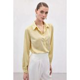 Sateen Düz Klasik Gömlek - Sarı - 38