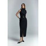 Sateen Jessi Yırtmaçlı Etek - Siyah - 38