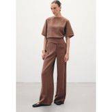 Sateen Kemer Detaylı Modal Pantolon - Kahve