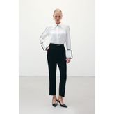 Sateen Kemerli Pantolon - Siyah