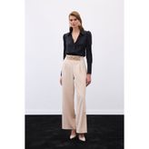 Sateen Kemerli Salaş Pantolon - Bej