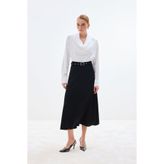 Sateen Kemerli Saten Etek - Siyah