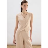 Sateen Klasik Kısa Yelek - Bej