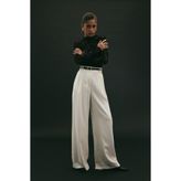 Sateen Luna Krep Pantolon - Ekru