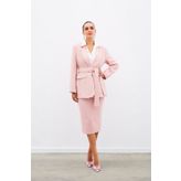 Sateen Midi Boy Tüvit Etek - PUDRA