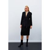 Sateen Midi Boy Tüvit Etek - Siyah - 36