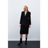 Sateen Midi Boy Tüvit Etek - SİYAH