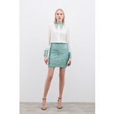 Sateen Payetli Mini Etek - Mint