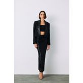 Sateen Pul Payetli Midi Etek - SİYAH