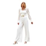 Sateen Salaş Krep Pantolon - Ekru