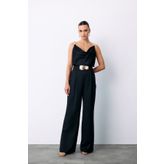 Sateen Salaş Krep Saten Pantolon - SİYAH
