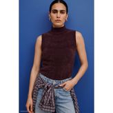 Sateen Sıfır Kol Sakallı Triko Bluz - Mürdüm