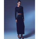 Sateen Simli Midi Etek - Siyah