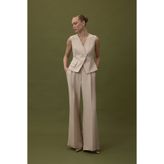 Sateen Sofia Palazzo Pantolon - Bej
