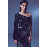 Sateen Tek Kollu Crop Bluz - Gümüş