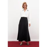 Sateen Uzun Saten Etek - Siyah