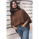 Sateen Yarasa Kol Bluz - Açık Kahve