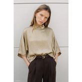 Sateen Yarasa Kol Bluz - Bej