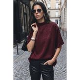 Sateen Yarasa Kol Bluz - Bordo