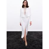 Sateen Yırtmaçlı Midi Etek - Ekru - 36