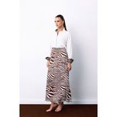 Sateen Zebra Desen Etek - Kahve - 36