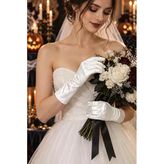 Saten Kısa Beyaz Davet Eldiveni Bride Kostüm Yılbaşı Halloween Cadılar Bayramı Aksesuarı