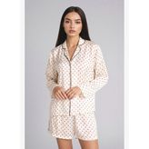Saten Şortlu Pijama Takımı Puantiyeli
