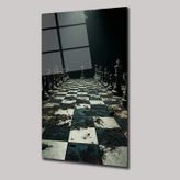 Satranç Cam Tablo – 50x70 cm | Duvar Dekoru