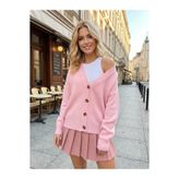 SAYZEN düğmeli v yaka basic oversize ceket/hırka