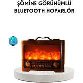 Sbusshop Şömine Efektli Solar Hoparlör Bluetooth 5.3 Radyo Aux USB Tf Destekli - SB001M-47Y7N7 - Çok Renkli