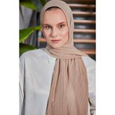 Scarf Şeffaf Simli Krinkıl Şifon Şal - Latte -
