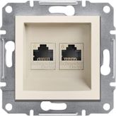 Schneider Asfora Krem 2*RJ45CAT6 - Utp Ikili Data Prizi