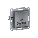 Schneider EPH2700362 Asfora 2li 2.4 Çelik Çerçeveli USB Prizi
