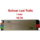 SCHUAR Süper Slim 12v 16.7A Şerit Led Trafosu 200w IP20 (Epox Dolgu Elektronik Devre 12 Volt 16.7 A