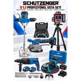 SCHUTZENGER 5’li Set Harç Karıştırıcı Kırıcı Delici Şarjlı Fayans Döşeme Makinesi Tripodlu Dijital Lazer Terazi Akülü Vakumlu Kaldırma Makinesi
