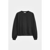 Sââde Kadın Oversize Bisiklet Yaka Basic Casual Sweatshirt Siyah