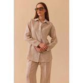 Seçil Kadın Oversize Kesim Gömlek 0036 Bej - 38