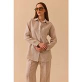 Seçil Kadın Oversize Kesim Gömlek 0036 Bej