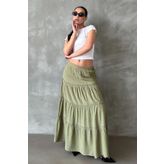 Seeh Yeşil Basic Uzun Pileli Etek SH159