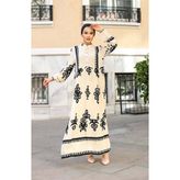 Sefa Merve Çini Desen Elbise 4100-01 Ekru - 48