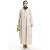 Sefa Merve Müslin Elbise 6050-06 Krem