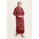 Sefa Merve Şile Bezi Elbise 5656-04 Bordo