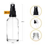 Şeffaf Cam Şişe 20ml Siyah Sprey Başlıklı