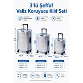 Şeffaf Valiz Koruyucu Kılıf Ve Bavul Koruyucu Kılıf - 3'L Ü Set ( Büyük +Orta + Kabin) * Mavi Biye *