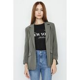 Select Moda Kadın Astarlı Dokuma Blazer Ceket - 36 - Haki