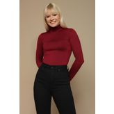 Select Moda Kadın Balıkçı Yaka Örme Bluz - Bordo