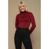 Select Moda Kadın Balıkçı Yaka Örme Bluz - XL - Bordo