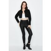 Select Moda Kadın Etek Ucu Püsküllü Crop Denim Ceket