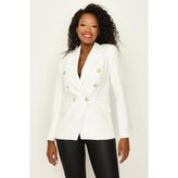 Select Moda Kadın Gold Düğmeli Blazer Ceket - Beyaz - 42
